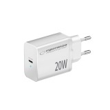 Esperanza EZC104W, PD 20 W, USB-C, Fehér, Hálózati gyorstöltő adapter