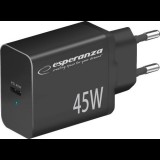 Esperanza Quick Power Charger USB-C Hálózati Gyorstöltő Adapter 45W - Fekete ( )