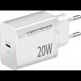 Esperanza Quick Power Charger USB-C Hálózati Töltő Adapter 20W - Fehér ( )