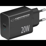 Esperanza Quick Power Charger USB-C Hálózati töltő Adapter 20W - Fekete ( )