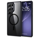 ESR CH HALOLOCK szilikon telefonvédő (ütésállóság, légpárnás sarok, átlátszó hátlap, MagSafe) FEKETE Samsung Galaxy S25 Ultra (SM-S938)