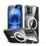 ESR Classic Hybrid Kickstand HaloLock MagSafe tok és edzett üveg iPhone 16 készülékhez átlátszó
