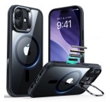 ESR CLASSIC HYBRID szilikon telefonvédő (ütésállóság, légpárnás sarok, kitámasztó, MagSafe) FEKETE Apple iPhone 17