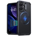 ESR CYBER HALOLOCK defender műanyag telefonvédő (erős ütésállóság, légpárnás sarok, MagSafe) FEKETE Apple iPhone 17