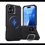 ESR CYBER TOUGH HALOLOCK szilikon telefonvédő (ütésállóság, légpárnás sarok, kitámasztó, MagSafe) FEKETE Apple iPhone 16 Plus (GP-164270) (GP-164270)