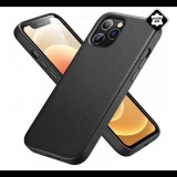 ESR METRO műanyag telefonvédő (ultravékony, valódi bőr hátlap) FEKETE [Apple iPhone 12 Pro Max] (5996591039541) - Telefontok