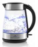 Eta Crystela II vízforraló 1,7 L 2200 W Fekete, Rozsdamentes acél, Átlátszó