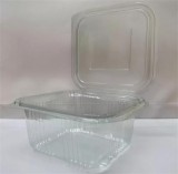 . Ételtároló doboz, egybefedeles, műanyag, szögletes, 375 ml, 100 db, Party, víztiszta (KHMU291)