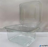 . Ételtároló doboz, egybefedeles, műanyag, szögletes, 500 ml, 100 db, "Party", víztiszta