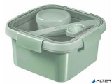 Ételtartó, szósztartóval, evőeszközzel, szögletes, műanyag, 1,1 l, CURVER "Smart Eco", világoszöld