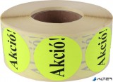 . Etikett, 38 mm kör, "AKCIÓ" felirattal, 1000 etikett/tekercs, citromsárga