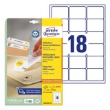Etikett AVERY L6025REV-25 63,5x46,6mm univerzális visszaszedhetõ fehér 540 címke/doboz 30 ív/doboz