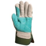 Euro Protection EP munkavédelmi bőrkesztyű, szürke hasíték, dupla bőr tenyér/zöld vászon 10-es méret