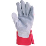Euro Protection EP munkavédelmi bőrkesztyű, szürke marhahasíték/piros vászon kézhát