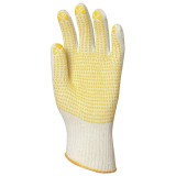Euro Protection EP munkavédelmi kötött duplaszálas pamutkesztyű, sárga pettyes tenyérrel