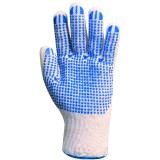 Euro Protection EP munkavédelmi kötött pes/pamut fehér férfi kesztyű, tenyerén kékpettyek 9-es méret