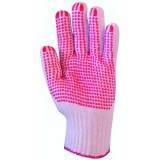 Euro Protection EP munkavédelmi kötött pes/pamut fehér kesztyű, két oldalon piros pettyek 8-as méret