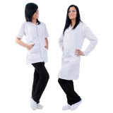 Euro Protection Fehér színű 100% pamut hosszú ujjú női köpeny