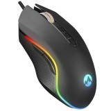 Everest Gamer Egér - SM-F09 TITANIO (7200 DPI, 6gomb, 1,8m harisnyázott kábel,optikai, fekete, RGB LED)