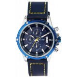 Excellanc Elite kronográfos cseppálló férfi karóra kék bőrszíjjal