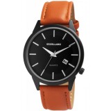 Excellanc férfi karóra barna műbőr szíjjal, dátumkijelzéssel