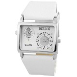 Excellanc hangsúlyos férfi karóra műbőr szíjjal, fehér