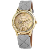 Excellanc női karóra szürke műbőr szíjjal, kristályokkal