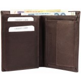 Excellanc uniszex pénztárca valódi bőrből, 12x9 cm, sötétbarna