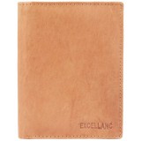 Excellanc uniszex pénztárca valódi bőrből, 12x9 cm, világos barna