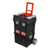 Extol 85059 szerszámosláda kerekes, profi erős, műanyag 495×350×712mm, fémcsatos, tálcával, fekete, lakatolható