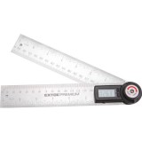 EXTOL 8823510 digitális szögmérő-vonalzó, szög- és hosszmérésre, 0-360°, pontosság: ±0,3°, 2×200 mm Inox szár mm és coll beosztással