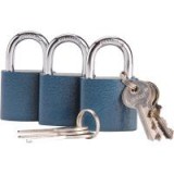 Extol Craft   biztonsági réz lakat klt., 38mm, 3 db lakat+6 db kulcs, univerzális kulcsok: egy kulcs