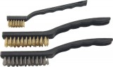 EXTOL CRAFT drótkefe klt., 3 db: réz- és rozsdamentes acél szál; 3×7 sor, 180mm, 3×12 sor, 220mm, műanyag nyél