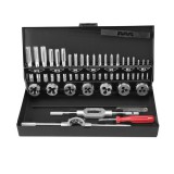 Extol Craft menetfúró menetmetsző klt., fém dobozban; 32db M3-M12, jó minőségű szénacél