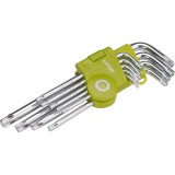 Extol Craft TORX KULCS, CR40. 9DB, EGYIK VÉGE LYUKAS, T10,15,20,25,27,30,40,45,50, BLISZTEREN 66011