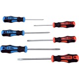 Extol csavarhúzó klt., 6db; lapos:3×75, 5,5×100 és 6,5×125mm, PH0×60, PH1×100 és PH2×125, CV., mágneses, papír tartóban