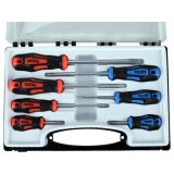 EXTOL csavarhúzó klt., 7db; lapos: 5,5×38, 5,5×100, 6,5×125mm és 8×150mm, PH1×75, PH2×38 és PH2×125, CV. mágneses, műanyag tar 8819257