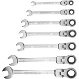 Extol, csuklós racsnis csillag-villás kulcs klt. 7db; 8-10-12-13-14-17-19mm CV