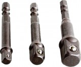 Extol dugókulcs adapter készlet; 1/4" - 3/8" - 1/2", befogás: 1/4" hatszög