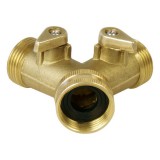 Extol elzárható Y-csatlakozó; réz, 3/4"