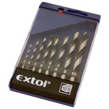 Extol fafúró készlet, műanyag dobozban; 8db 3-10mm polírozott