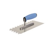 Extol glettelőkanál 13×27cm rozsdamentes csempéző 10×10mm, SOFT gumi nyél