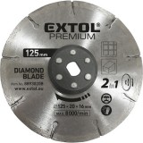 Extol gyémántvágó korong 125×20mm, 2az1ben Twin Blade rendszer, kőhöz+csempéhez