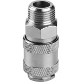 Extol gyorscsatlakozó-hüvely, külső menettel, 1/2", nikkelezett réz, bliszteren