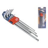 Extol imbuszkulcs klt., 9db, extra hosszú; gömbfej, 9db 1,5-10mm, CV., 95-237mm