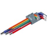 Extol imbuszkulcs klt., 9db, több színű, extra hosszú; gömbfej, 9db 1,5-10mm, CV., 90-230mm