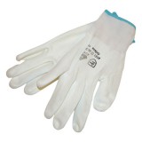 Extol Kötött kesztyű fehér nylon, XL-es méret, 10' poliuretánba mártott teny. és ujjhegy., gumírozott mandzsetta