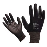 Extol Kötött kesztyű fekete nylon, XL-es méret, 10 poliuretánba mártott teny. és ujjhegy., gumírozott mandzse