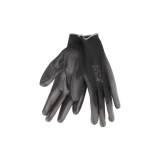 Extol Kötött kesztyű fekete poliészter, méret: 8 poliuretánba mártott teny. és ujjhegy., gumírozott mandzsetta