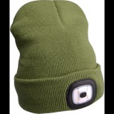 EXTOL LIGHT 43192 Sapka fejlámpával, 4 × 45 lm, USB töltés, sötétzöld (43192)